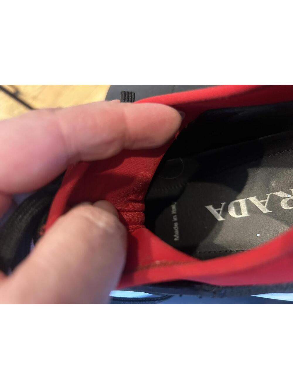 Prada Black and Red Athletic Sneakers with White Sole - Picture 7 of 9